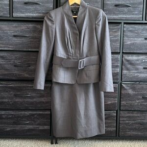 Ann Klein Grey Suit Jacket/Skirt Set